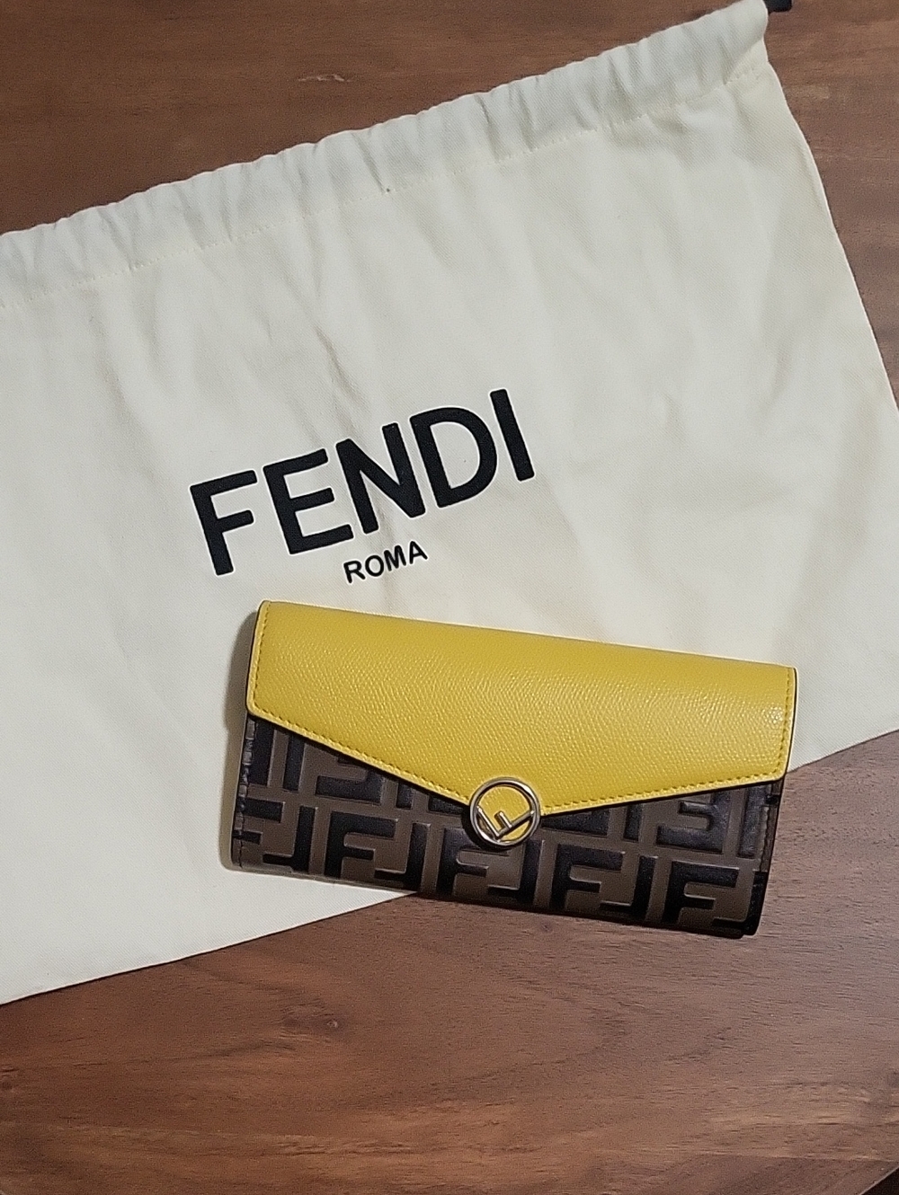 Fendi Zucca Print Yellow and Brown Women's Wallet and Dust Bag - Picture 17 of 17